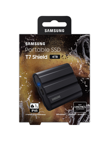 SSD portabil extern Samsung Portable SSD T7 Shield, 4 TB, Negru (MU-PE4T0S/WW)