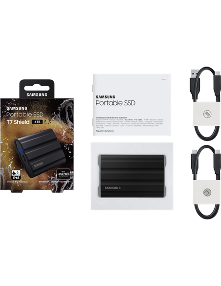 SSD portabil extern Samsung Portable SSD T7 Shield, 4 TB, Negru (MU-PE4T0S/WW)