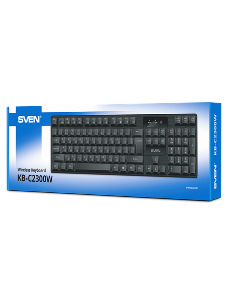 Клавиатура SVEN KB-C2300W, Беспроводное, Чёрный