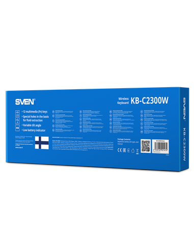 Клавиатура SVEN KB-C2300W, Беспроводное, Чёрный