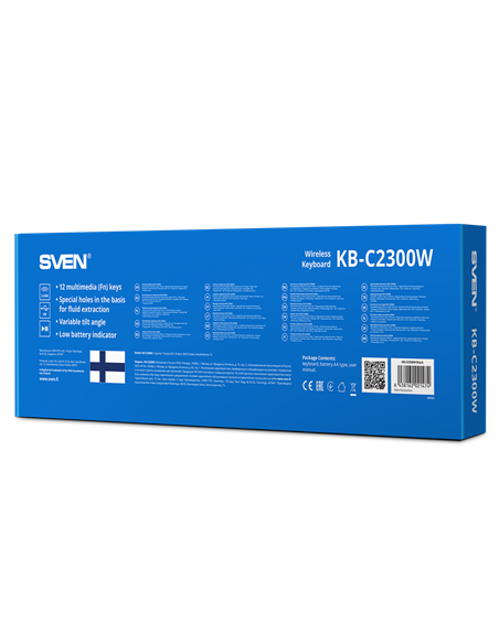 Клавиатура SVEN KB-C2300W, Беспроводное, Чёрный