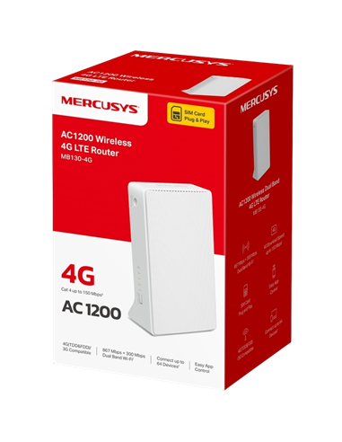 Беспроводной маршрутизатор MERCUSYS MB130-4G, Wi-Fi + 4G LTE, Белый