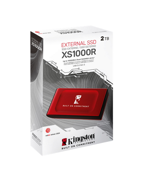 SSD portabil extern Kingston XS1000 BoC, 2 TB, Roșu (SXS1000R/2000GA)