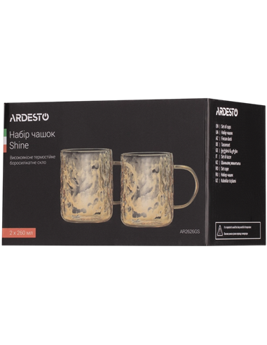 Set cupe Ardesto Shine AR2626GS, 260 ml, 2 bucs, Aur