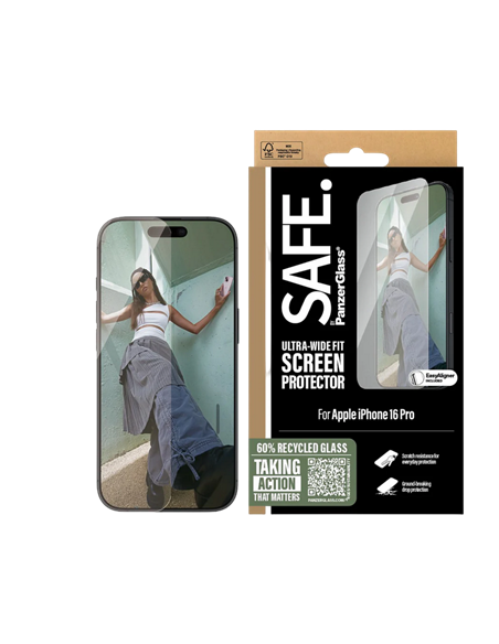 Защитное стекло PanzerGlass SAFE. UWF for iPhone 16 Pro, Прозрачный