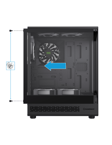Carcasă PC Gamemax Vista COC AB, Midi-Tower, Fără PSU, Negru