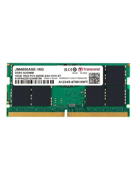 Оперативная память Transcend JetRam, DDR5 SDRAM, 4800 МГц, 16Гб, JM4800ASE-16G