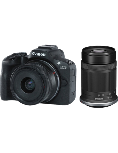 Aparat Foto Mirrorless Canon n EOS R50 Black & RF-S 18-45mm f/4.5-6.3 IS STM & RF-S 55-210mm f/5-7.1 IS STM KIT