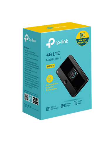 Мобильный Wi‑Fi роутер TP-LINK M7350, 2G, 3G, 4G, Чёрный