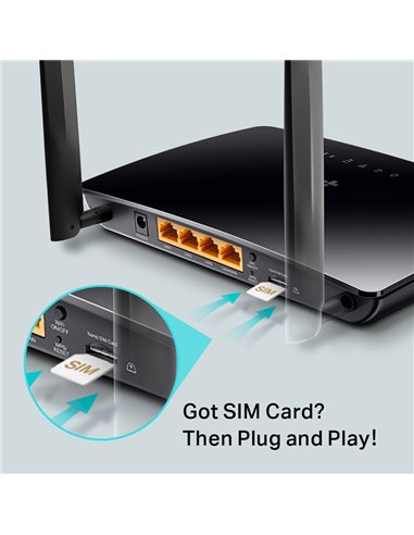 Беспроводной маршрутизатор TP-LINK TL-MR6400, 4G, Чёрный