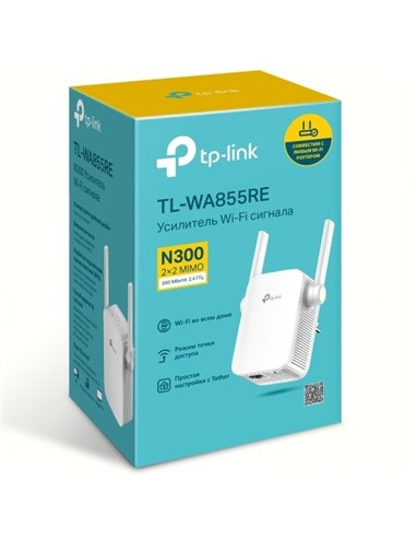 Amplificator de semnal Wi‑Fi TP-LINK TL-WA855RE, 300 Mbps, Alb