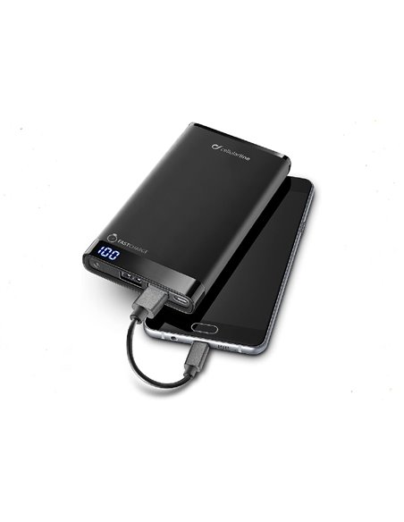 Портативное зарядное устройство Cellularline FreePower Slim 8000, 8000мА·ч, Чёрный