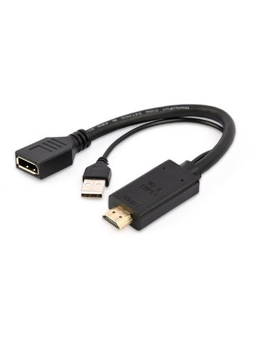 Adaptor Video Cablexpert A-HDMIM-DPF-01, HDMI (M) - DisplayPort, USB Type-A, 0,1m, Negru