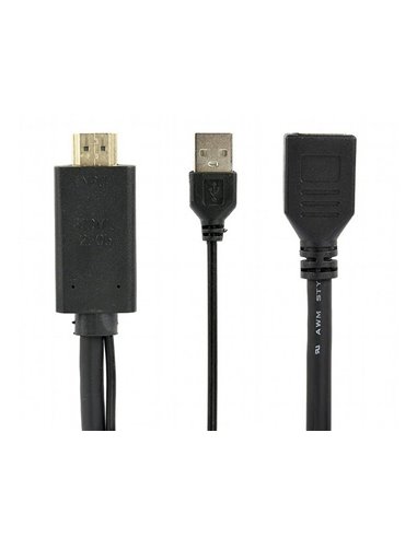 Adaptor Video Cablexpert A-HDMIM-DPF-01, HDMI (M) - DisplayPort, USB Type-A, 0,1m, Negru