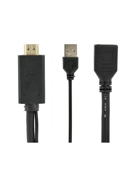 Adaptor Video Cablexpert A-HDMIM-DPF-01, HDMI (M) - DisplayPort, USB Type-A, 0,1m, Negru