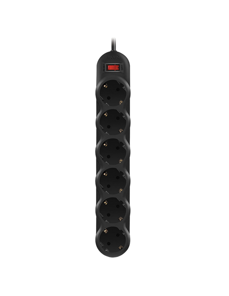 Сетевой фильтр SVEN SF-06E, 6 Розеток, 5м, Чёрный
