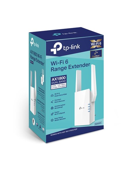 Amplificator de semnal Wi‑Fi TP-LINK RE605X, 574 Mbps, 1201 Mbps, Alb