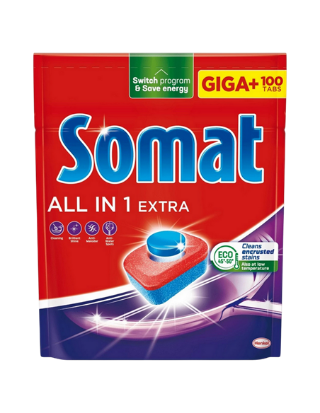 Таблетки для посудомоечной машины Somat All in One, 100 шт