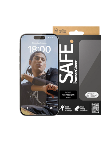 Защитное стекло PanzerGlass SAFE. UWF for iPhone 15 Pro, Прозрачный