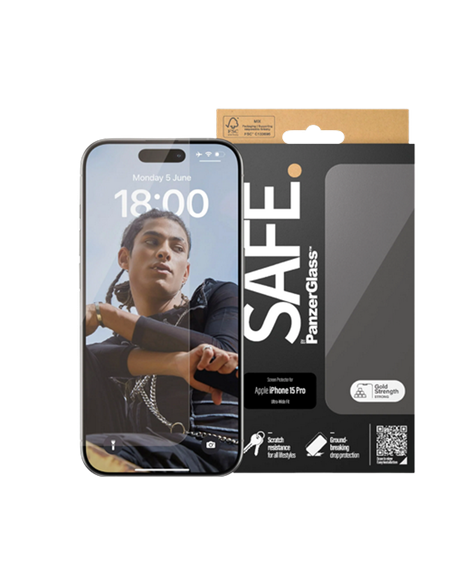 Защитное стекло PanzerGlass SAFE. UWF for iPhone 15 Pro, Прозрачный