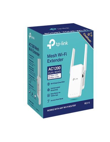 Усилитель Wi‑Fi сигнала TP-LINK RE315, 300 Мбит/с, 867 Мбит/с, Белый
