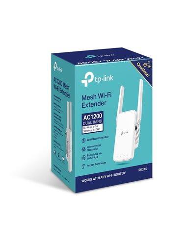 Усилитель Wi‑Fi сигнала TP-LINK RE315, 300 Мбит/с, 867 Мбит/с, Белый