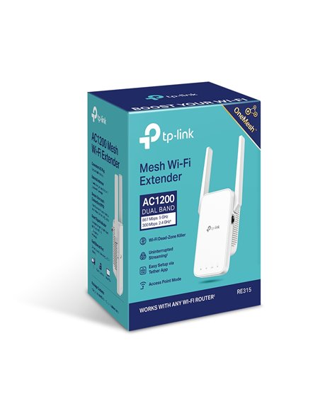 Amplificator de semnal Wi‑Fi TP-LINK RE315, 300 Mbps, 867 Mbps, Alb