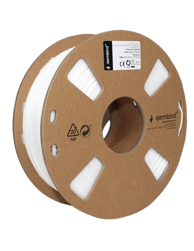 Filament pentru imprimantă 3D Gembird 3DP-PLA1.75-01-W, PLA, Alb, 1.75 mm, 1 kg