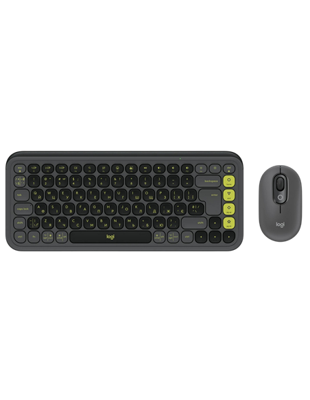 Клавиатура и мышь Logitech POP ICON Combo, Беспроводное, Графит | Зеленый