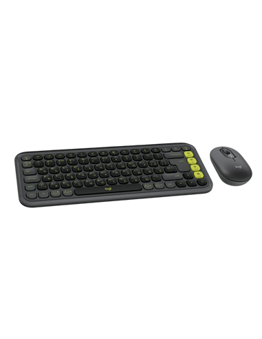 Клавиатура и мышь Logitech POP ICON Combo, Беспроводное, Графит | Зеленый