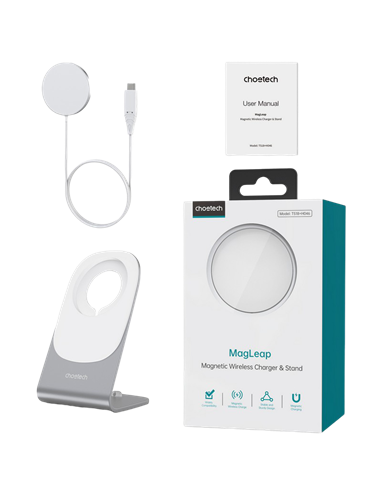 Încărcător wireless Choetech H046 + T518-F, 15 W, Alb