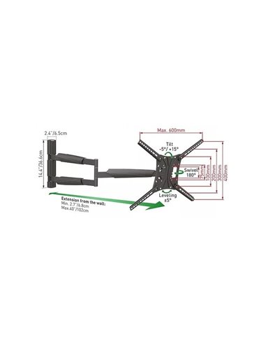Suport TV de perete BARKAN BM443XL, Negru