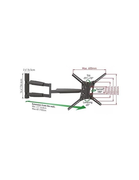 Suport TV de perete BARKAN BM443XL, Negru