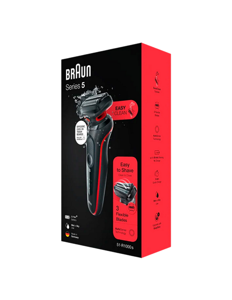 Aparat de ras electric Braun 51-R1000s, Negru | Roșu