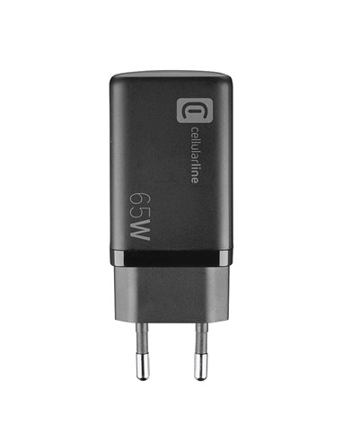 Încărcător Cellularline Wall Charger GAN, 3 Ports, 65W, Negru
