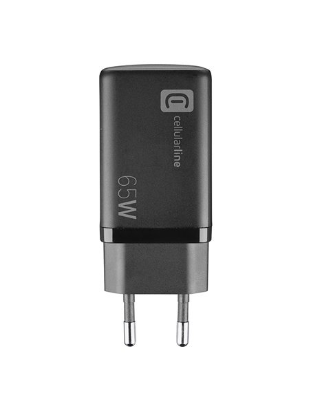 Încărcător Cellularline Wall Charger GAN, 3 Ports, 65W, Negru