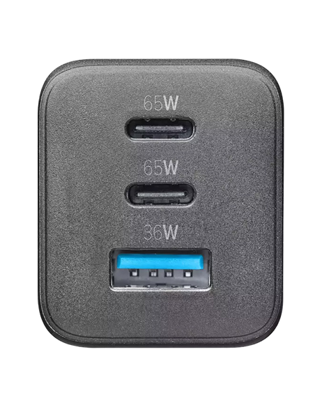 Încărcător Cellularline Wall Charger GAN, 3 Ports, 65W, Negru