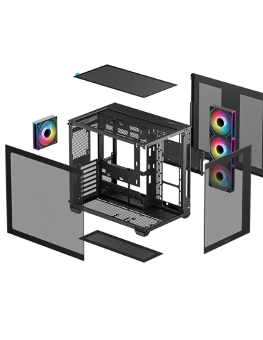 Carcasă PC Deepcool CG530 4F, Midi-Tower, Fără PSU, Negru