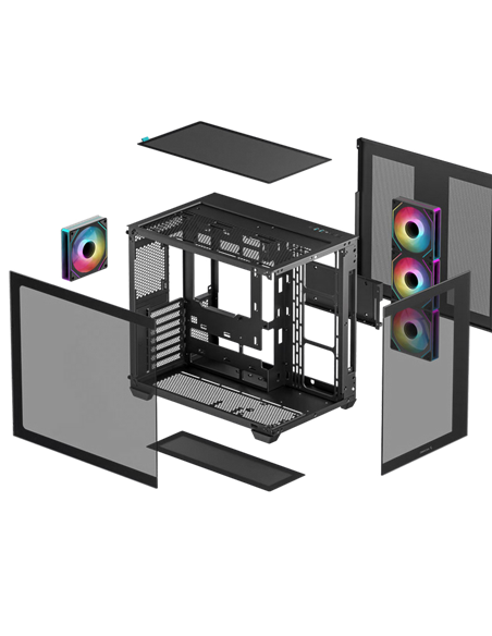 Carcasă PC Deepcool CG530 4F, Midi-Tower, Fără PSU, Negru