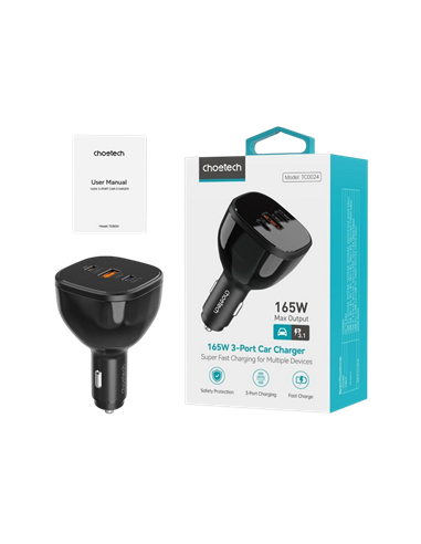 Incărcător auto Choetech TC0024, 165W, Negru