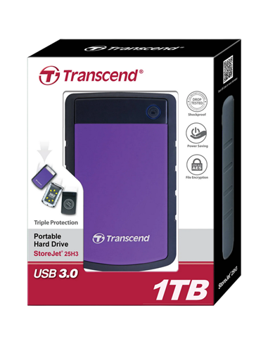 HDD portabil extern Transcend StoreJet 25H3P, 1 TB, Gri/Violet (TS1TSJ25H3P)