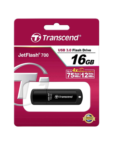 USB Flash накопитель Transcend JetFlash 700, 16Гб, Чёрный