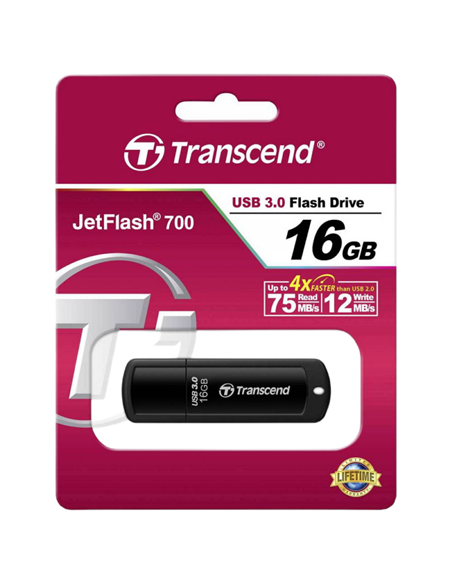 USB Flash накопитель Transcend JetFlash 700, 16Гб, Чёрный