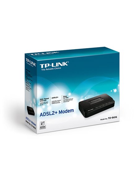 Modem ADSL TP-LINK TD-8616, ADSL/ADSL2/ADSL2 + până la 24 Mbps, Negru