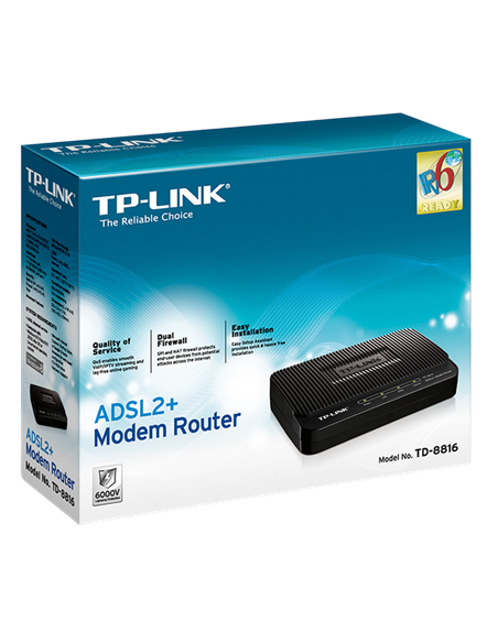 Modem ADSL TP-LINK TD-8816, ADSL/ADSL2/ADSL2 + până la 24 Mbps, Negru