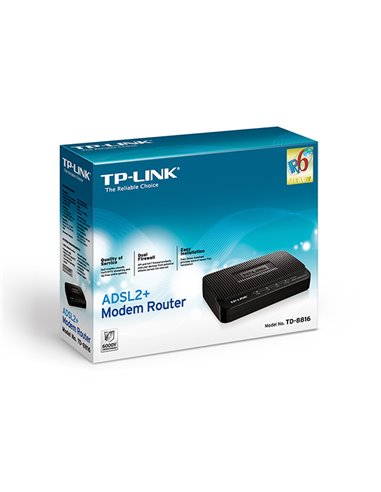 ADSL Модем TP-LINK TD-8816, ADSL/ADSL2/ADSL2 + до 24 Мбит/с, Чёрный