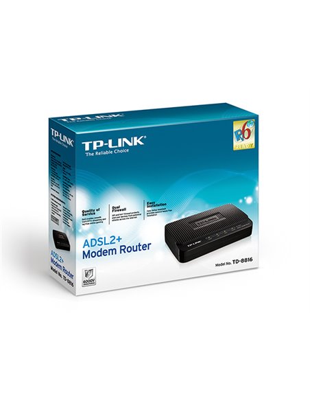 Modem ADSL TP-LINK TD-8816, ADSL/ADSL2/ADSL2 + până la 24 Mbps, Negru