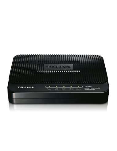 ADSL Модем TP-LINK TD-8817, ADSL/ADSL2/ADSL2 + до 24 Мбит/с, Чёрный