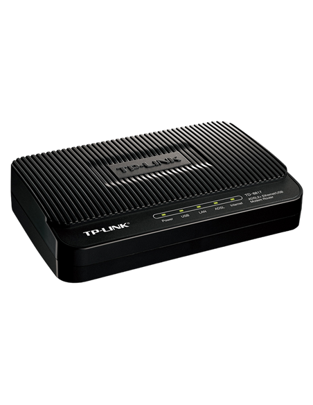 ADSL Модем TP-LINK TD-8817, ADSL/ADSL2/ADSL2 + до 24 Мбит/с, Чёрный