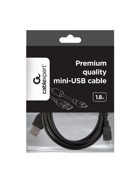 Кабель для передачи данных Cablexpert CCF-USB2-AM5P-6, USB Type-A (F)/Mini-USB, 1,8м, Чёрный